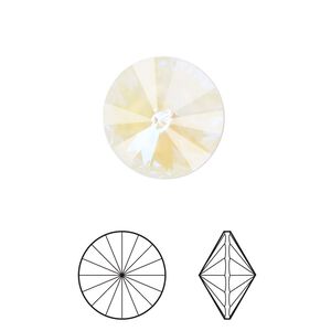 Chaton 2pk crystal ultra white AB, Crystal Passions® 14mm rivoli 1122