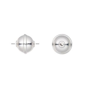 Bead, silver-plated carbon steel, 10mm rimmed round. Sold per pkg of 20.