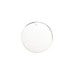 Drop, sterling silver, 19mm flat round. Sold individually.