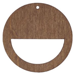 Focal, fiberboard, brown, 2-inch top-drilled round with semicircle cutout. Sold per pkg of 6.