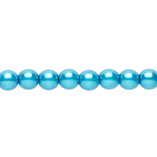 Bead, Czech pearl-coated glass druk, turquoise blue, 6mm round. Sold per 15-1/2" to 16" strand. image number 0