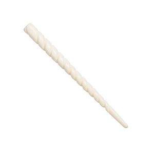 Hair stick, bone (natural), white, 4-1/2 inches with hand-carved end-drilled twist, Mohs hardness 2-1/2. Sold per pair.