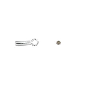Cord end, glue-in, sterling silver, 8x2mm cylinder, 1.5mm inside diameter. Sold per pkg of 6.