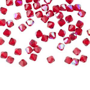 Bead 48pk light Siam glitter, Preciosa Czech crystal 4mm bicone