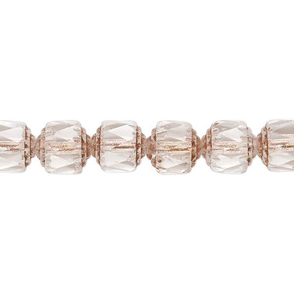 Bead, Czech glass, transparent clear and metallic copper, 8mm round cathedral. Sold per 15-1/2" to 16" strand, approximately 50 beads. image number 0