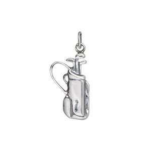 Charm, antiqued sterling silver, 19x12mm golf bag. Sold individually.