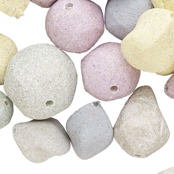 Bead mix, coated acrylic, opaque mixed colors, 10mm-20x19mm faux stone textured mixed shape with speckles. Sold per 1/4 pound pkg, approximately 85 beads. image number 0