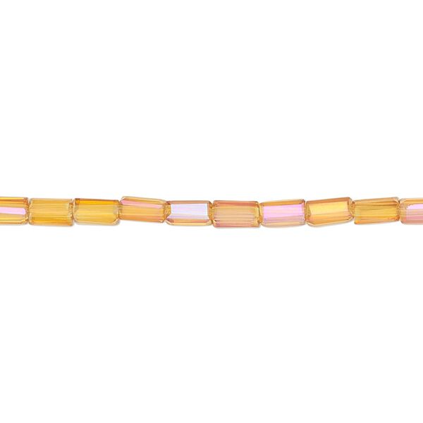 Bead, glass, crystal astral pink, 5x2.5mm faceted tube. Sold per 15-1/2 to 16-inch strand. image number 0
