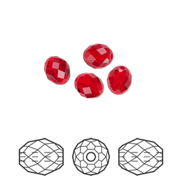 Bead 4pk light siam, Crystal Passions® 7x6mm olive briolette 5044 image number 0