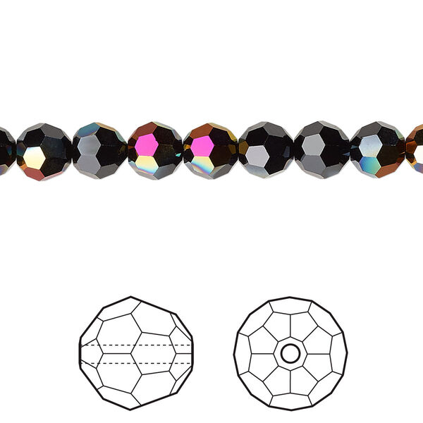 Bead 12pk jet astral pink, Crystal Passions® 6mm round 5000 image number 0