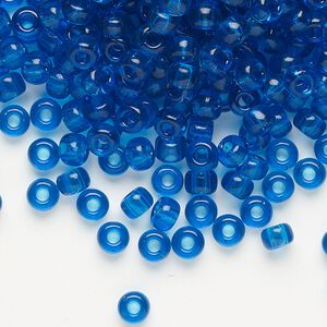 Seed bead, Miyuki, glass, pkg/25g, #6 rocaille, transparent Capri blue (RR-149).