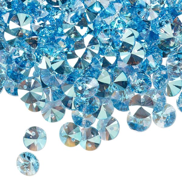 Drop 720pk aquamarine shimmer, Swarovski® 6mm pendant mini disk 6428 image number 1