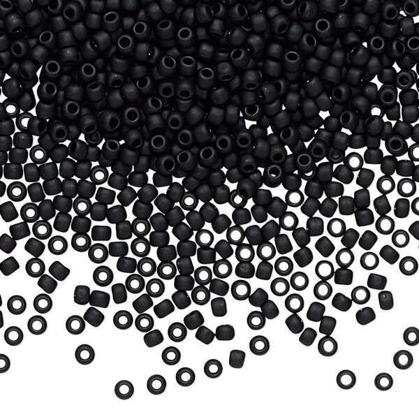 Seed bead, TOHO BEADS®, glass, pkg/7.5g, #11 round, opaque frosted jet (TR-11-49F). image number 0