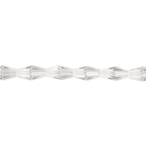 Bead, glass, crystal clear, 8.5x4mm long bicone. Sold per 15-1/2 to 16-inch strand. image number 0