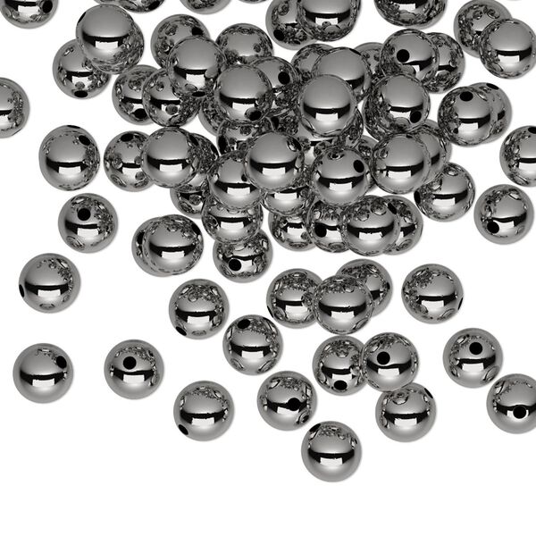 Bead, gunmetal-plated brass, 5mm round. Sold per pkg of 100. image number 0