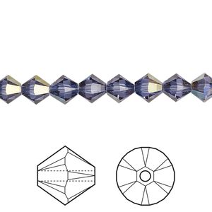 Bead 24pk tanzanite starlight, Crystal Passions® 6mm bicone 5328