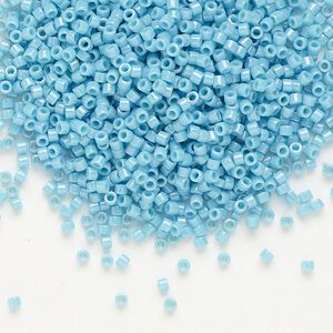 Seed bead, Delica®, glass, pkg/250g, #11 round, opaque glazed luster turquoise blue (DB-0218).