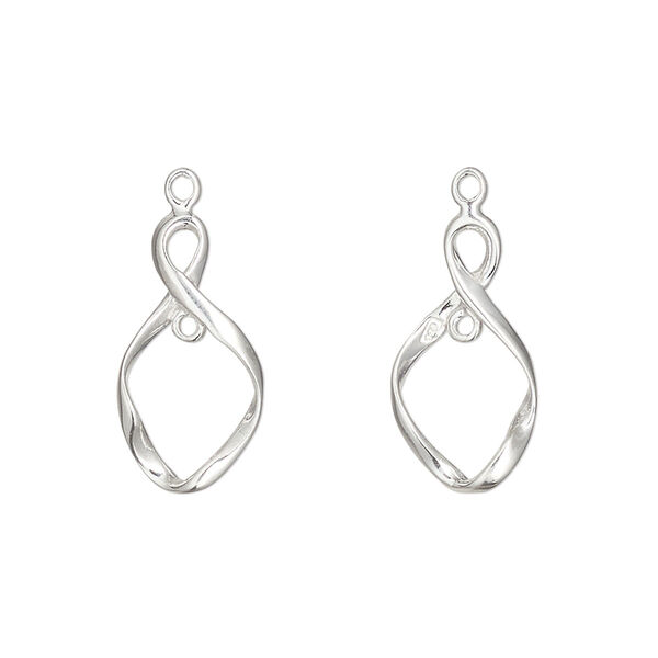 Drop, sterling silver, 19x10mm twisted infinity with closed loop. Sold per pkg of 2. image number 0