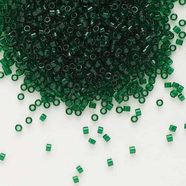Seed bead, Delica®, glass, pkg/7.5g, #11 round, transparent emerald green (DB-0713). image number 0