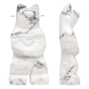 Howlite 1pkg1, hand-cut top-drilled standing bear focal natural 41x18mm-45x22mm