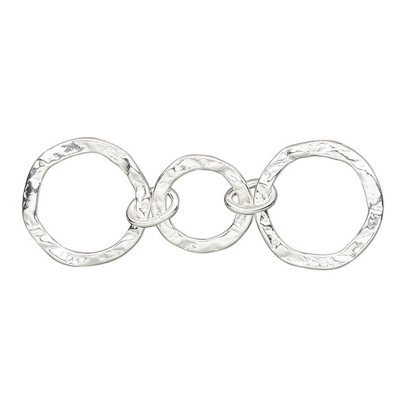 Extender chain, sterling silver, 11mm and 14mm hammered round with 2 closed oval jump rings, 1-1/2 inches. Sold individually. image number 0