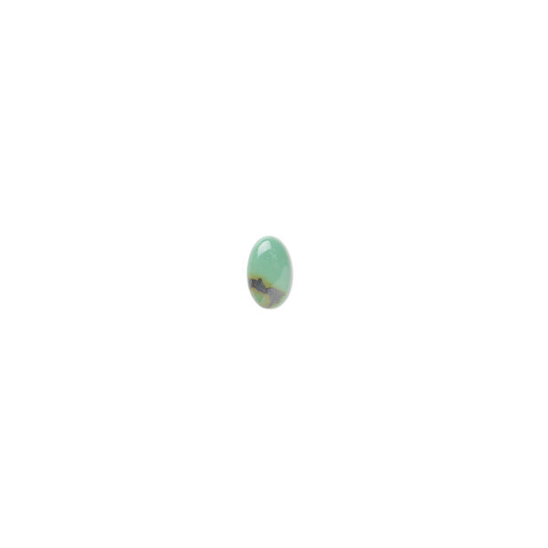 Cabochon, turquoise (dyed / stabilized), 5x3mm calibrated oval, B grade, Mohs hardness 5 to 6. Sold per pkg of 8. image number 0