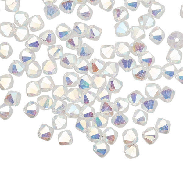 Bead 144pk crystal AB 2X, Preciosa Czech crystal 4mm bicone image number 0