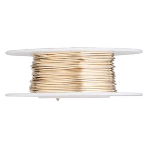 Wire, 12Kt gold-filled, full-hard, round, 21 gauge. Sold per pkg of 5 feet.