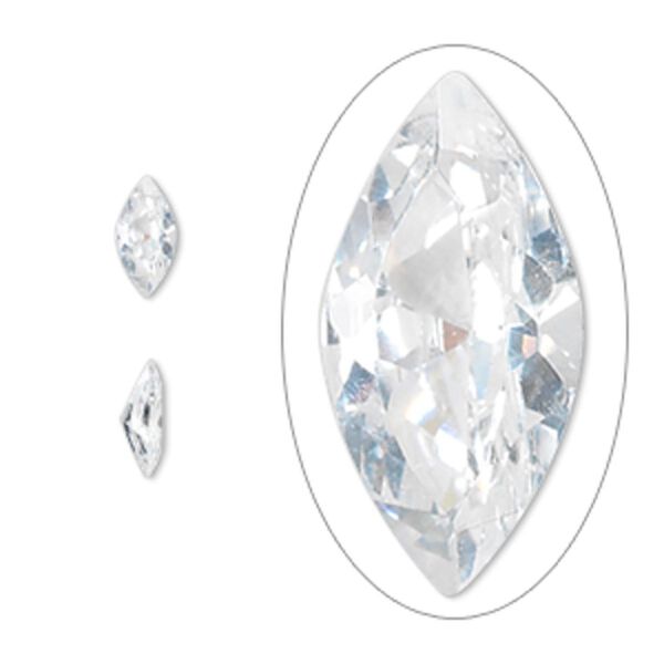 Gem, cubic zirconia, spinel white, 8x4mm faceted marquise, Mohs hardness 8-1/2. Sold per pkg of 2. image number 0
