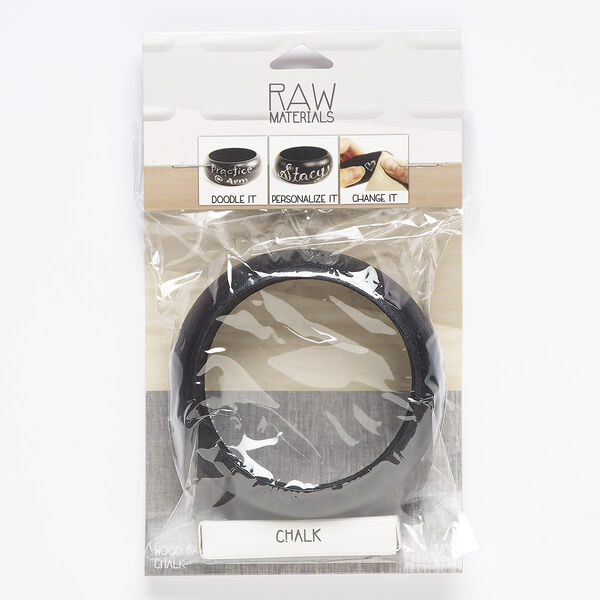 Bracelet, bangle, chalk and painted Korean boxwood, black, 31mm wide, 8 inches. Sold individually. image number 0