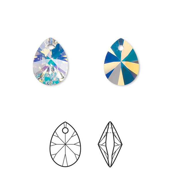 Drop 6pk crystal AB, Crystal Passions® 10x7mm pendant mini pear 6128 image number 0