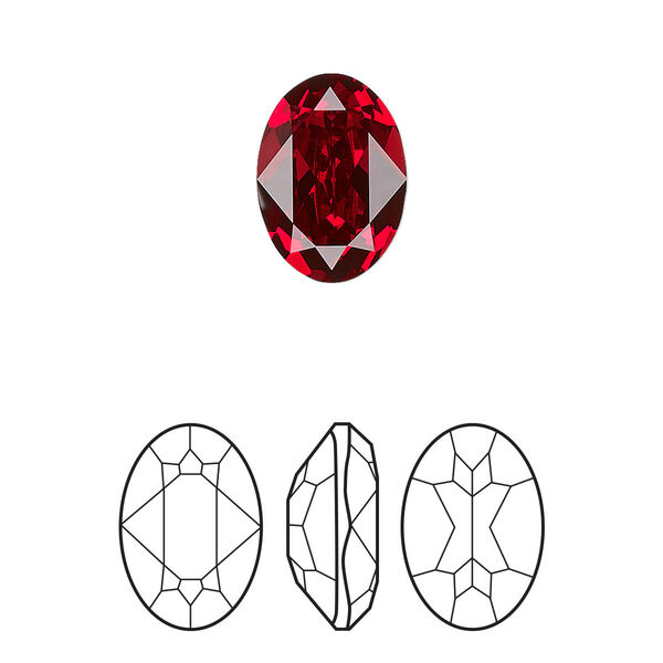 Fancy stone 144pk scarlet foil back, Swarovski® 14x10mm oval 4120 image number 0