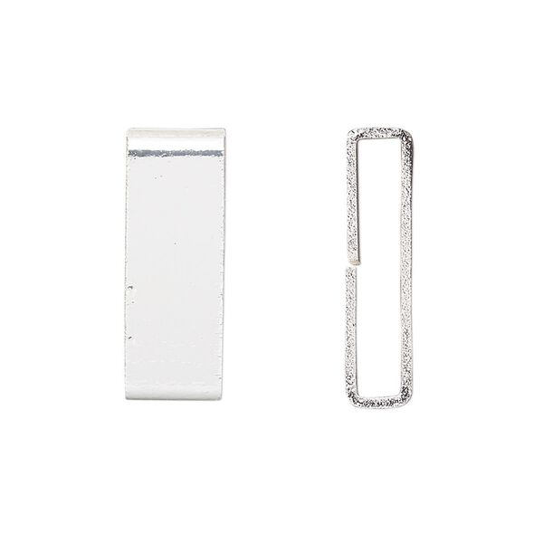 Crimp, silver-finished brass, 11x4mm flat rectangle, 10x1.5mm inside diameter. Sold per pkg of 20. image number 0