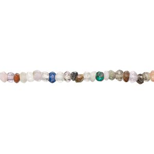 Multi-gemstone 1pkg1, hand-cut faceted rondelle bead 8 inch 3x1mm-4x3mm