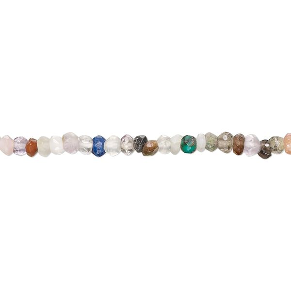 Multi-gemstone 1pkg1, hand-cut faceted rondelle bead 8 inch 3x1mm-4x3mm image number 0
