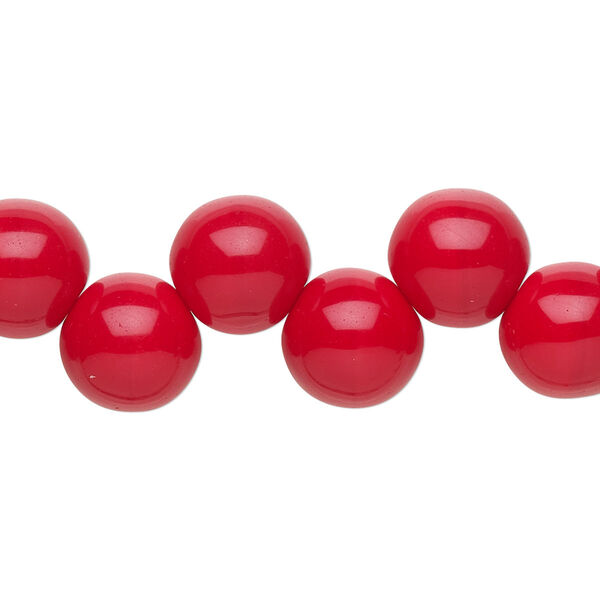 Bead, Preciosa, Czech pressed glass druk, opaque red, 10mm top-drilled round. Sold per pkg of 10. image number 0