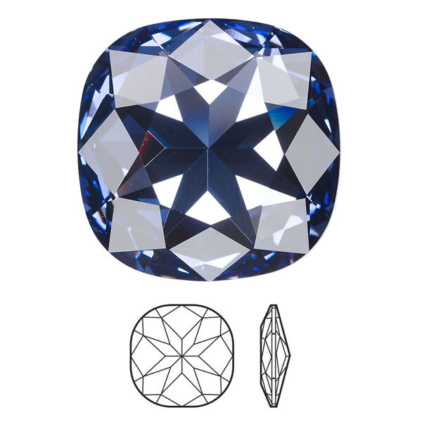 Fancy stone 24pk tanzanite foil back, Swarovski® 27mm cushion 4487 image number 0