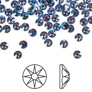 Flat back 1440pk tanzanite shimmer foil back, Swarovski® 3.8-4mm rose round SS16 2088