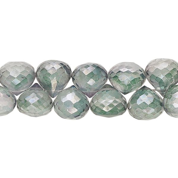 Quartz crystal 1pkg1, hand-cut top-drilled faceted teardrop bead 7 inch 9x8mm-10x10mm image number 0