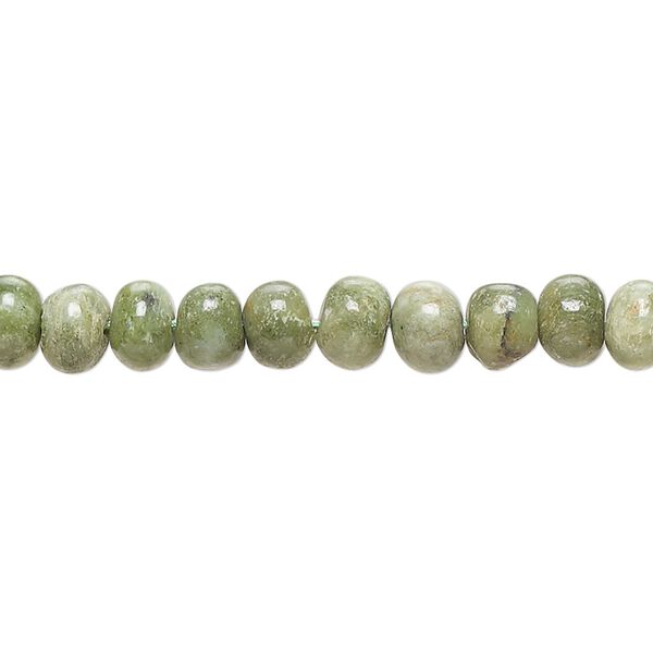 Olive chrysoprase 1pkg1, hand-cut round bead natural 14 inch 4-6mm / 5x4mm-6x5mm image number 0