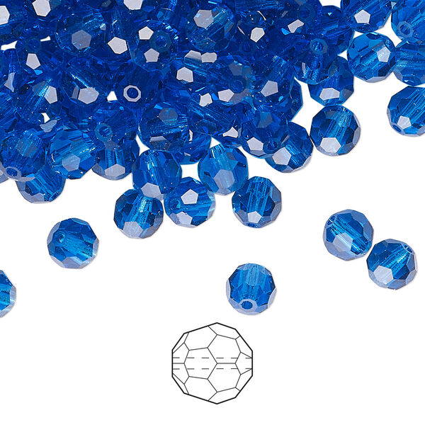 Bead 24pk Capri blue, Preciosa Czech crystal 5mm round image number 0