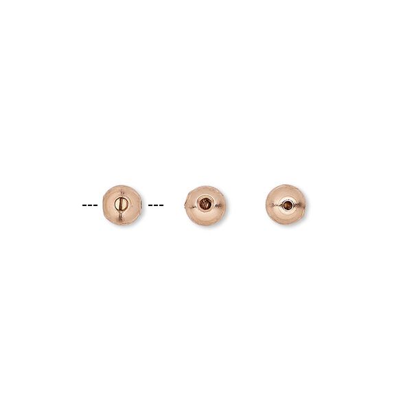 Crimp, Screw-Tite Crimps™, copper-plated copper, 4mm round, for wire up to 0.024 inches. Sold per pkg of 12. image number 0