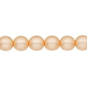 Bead, Czech pearl-coated glass druk, opaque matte peach, 8mm round. Sold per 15-1/2" to 16" strand.