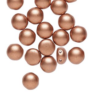 Bead, Preciosa Candy™, Czech pressed glass, opaque satin copper, 8mm candy with (2) 0.8-0.9mm holes. Sold per pkg of 20.
