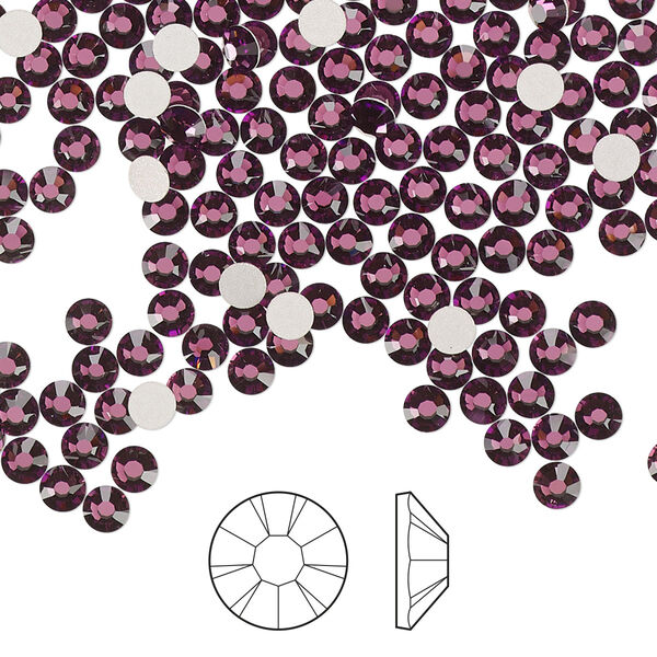 Flat back 1440pk amethyst foil back, Preciosa MAXIMA Czech crystal rhinestone 3-3.2mm chaton rose round SS12 image number 0