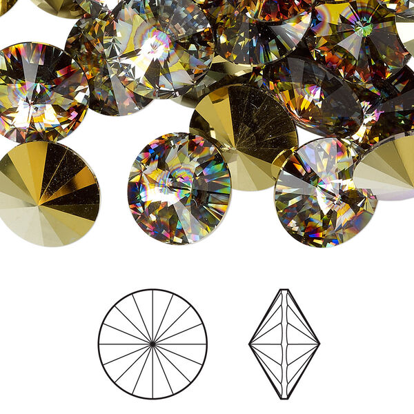 Chaton 12pk crystal peacock eye, Crystal Passions® 12mm rivoli 1122 image number 0