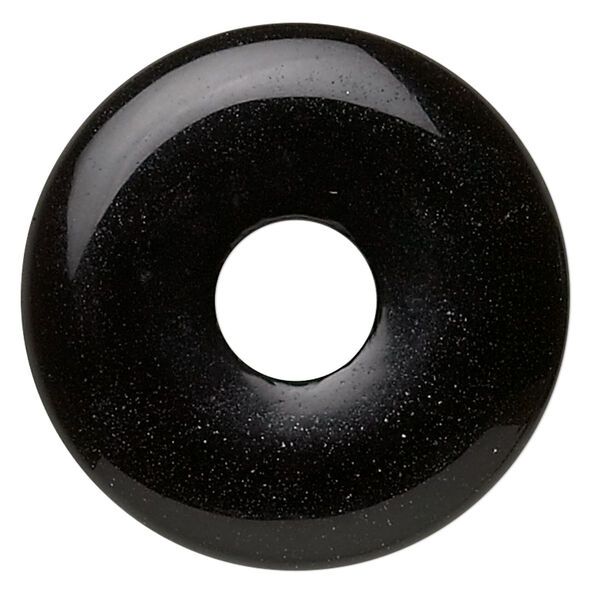 Focal, black onyx (dyed), 30mm round donut, B grade, Mohs hardness 6-1/2 to 7. Sold individually. image number 0