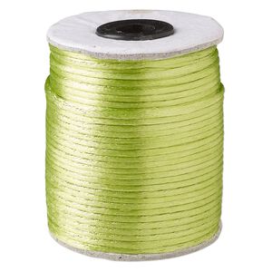 Cord, Satinique™, satin, apple green, 2mm. Sold per 200-foot spool.