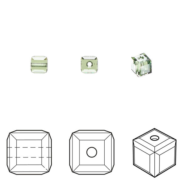 Bead 12pk peridot, Crystal Passions® 4mm cube 5601 image number 0