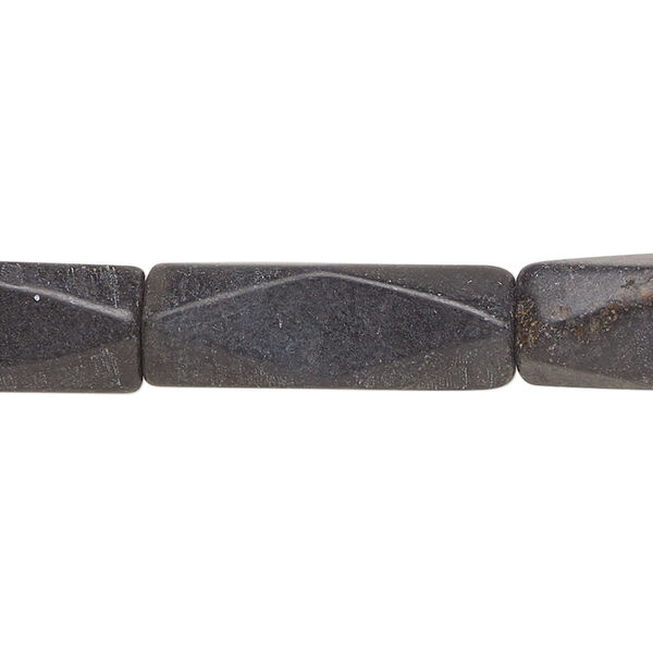 Bead, blackstone (dyed), 24x8mm-27x10mm faceted square tube, C- grade, Mohs hardness 6-1/2 to 7. Sold per 15-1/2" to 16" strand. image number 0